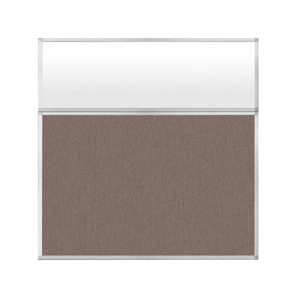 Versare Hush Panel Configurable Cubicle Partition 6' x 6' W/ Window Latte Fabric Frosted Window 1852342-3 - main